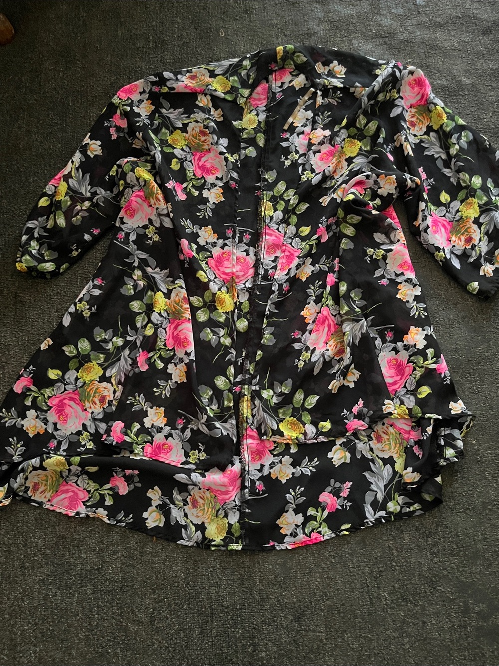 Floral Black Pink Women's Tunic Top